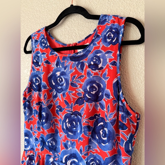 Maison Jules Blue and Red Floral Mini Dress EUC - Picture 6 of 10